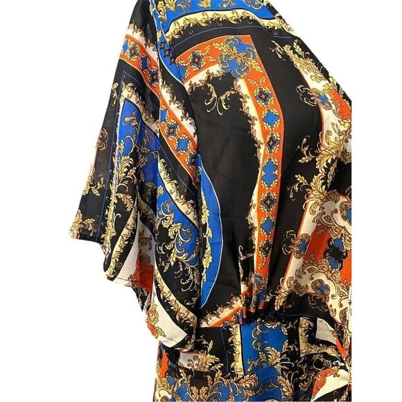 LIVE 4 TRUTH Women's 3X Royal Print Kimono Caftan Maxi Dress - Picture 3 of 10